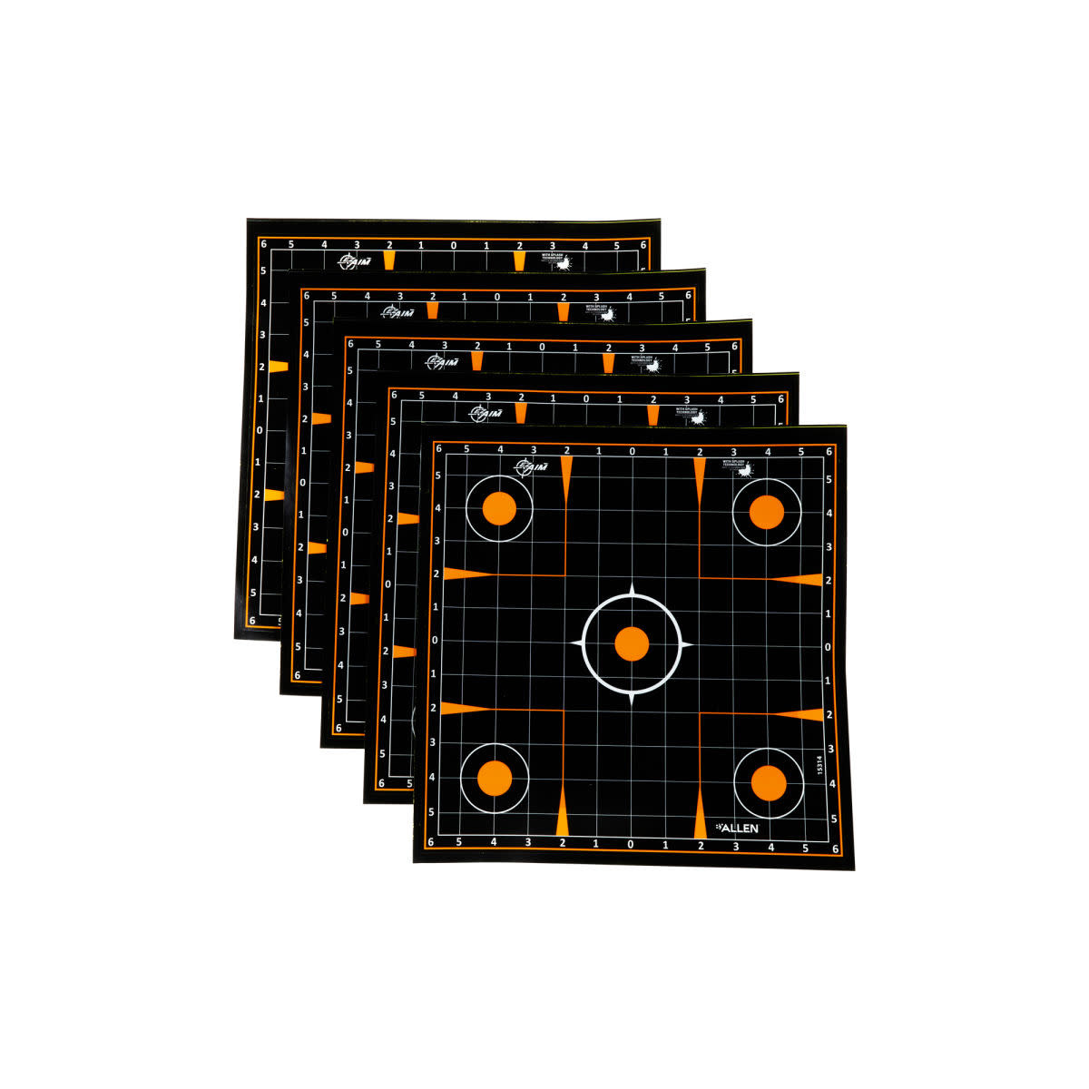 Allen EZ AIM Adhesive 12" Sight-In Grid Splash Reactive Paper Shooting Targets  5PK