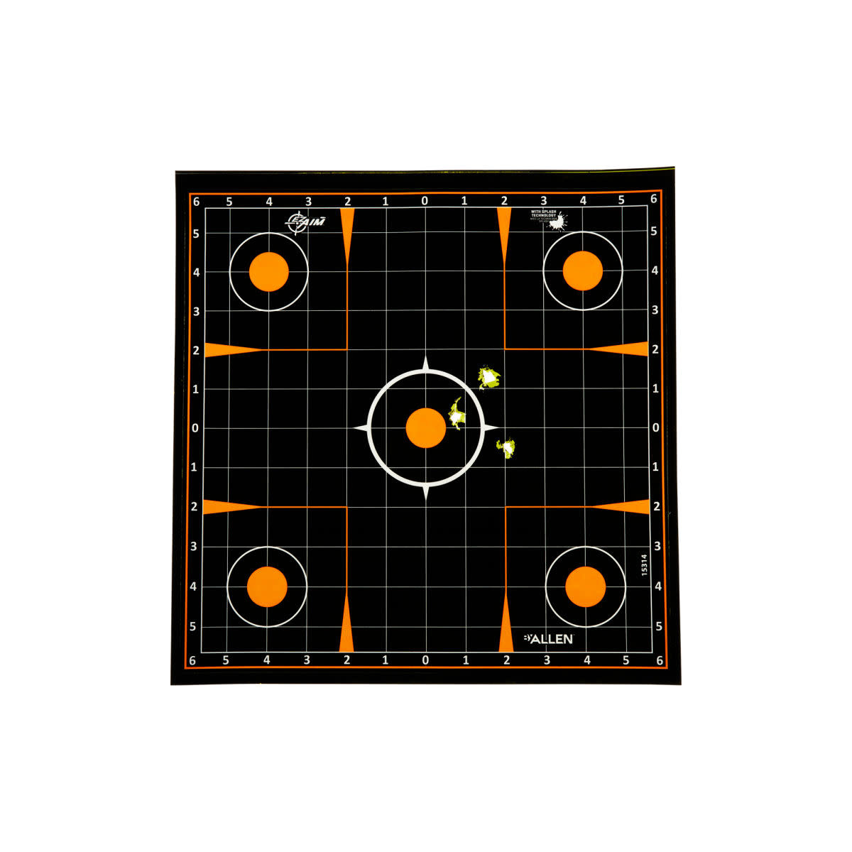 Allen EZ AIM Adhesive 12" Sight-In Grid Splash Reactive Paper Shooting Targets  5PK