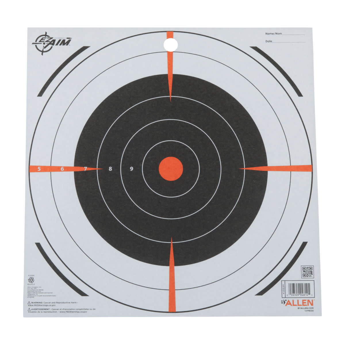 Allen EZ AIM Non-Adhesive 12" Bullseye Paper Shooting Target 13PK