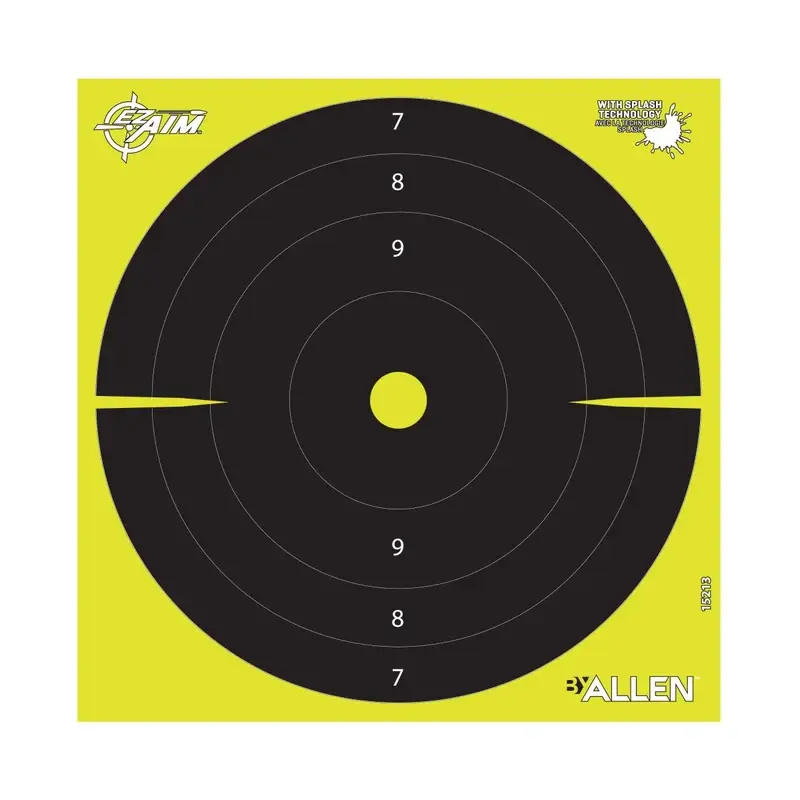 Allen EZ AIM Non-Adhesive 8"x8"Bullseye Splash Reactive Paper Shooting Targets 25 Pack