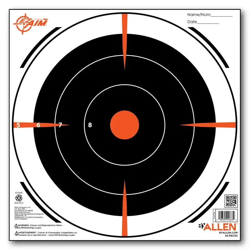 Allen EZ AIM Non-Adhesive 8" Bullseye Paper Target 26PK