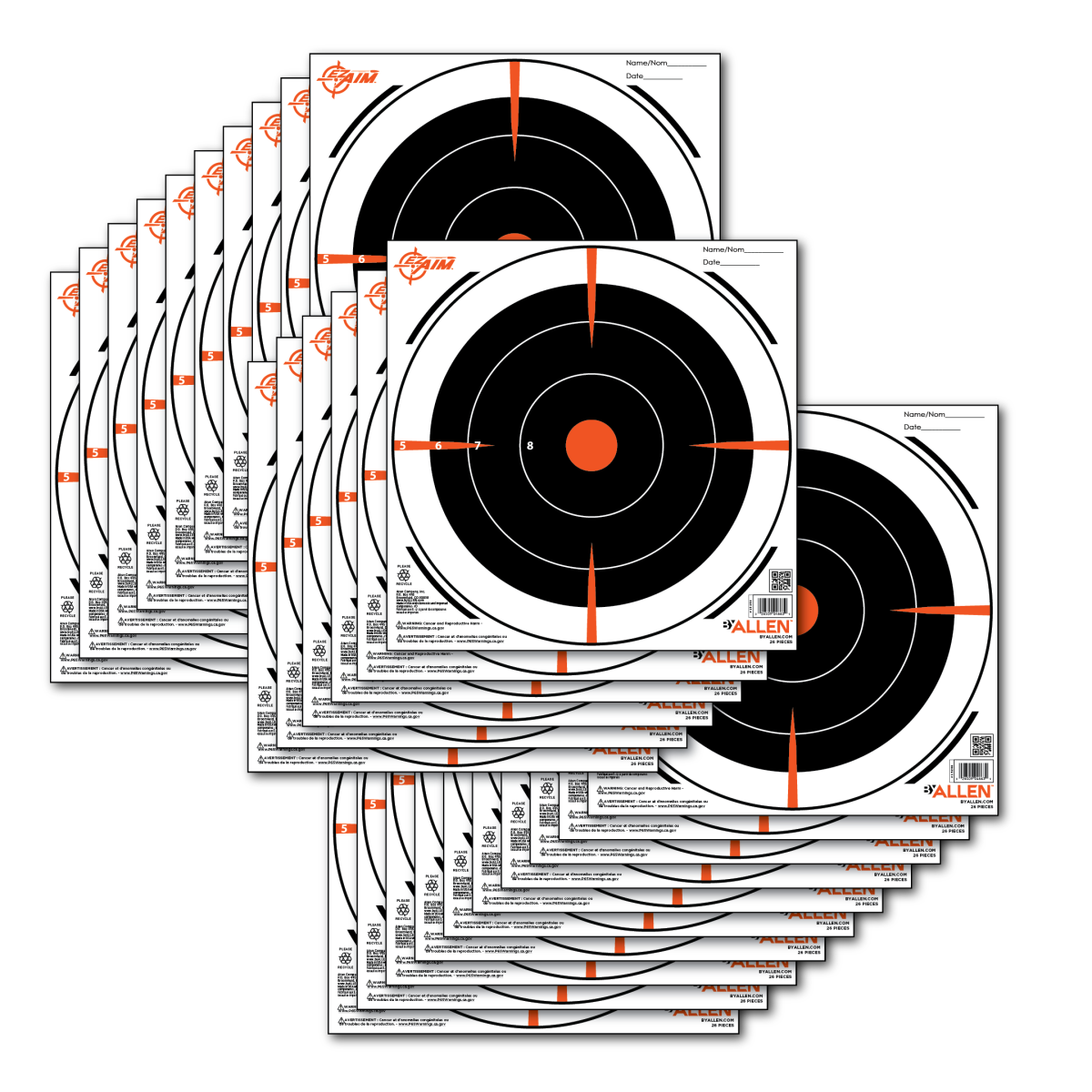 Allen EZ AIM Non-Adhesive 8" Bullseye Paper Target 26PK