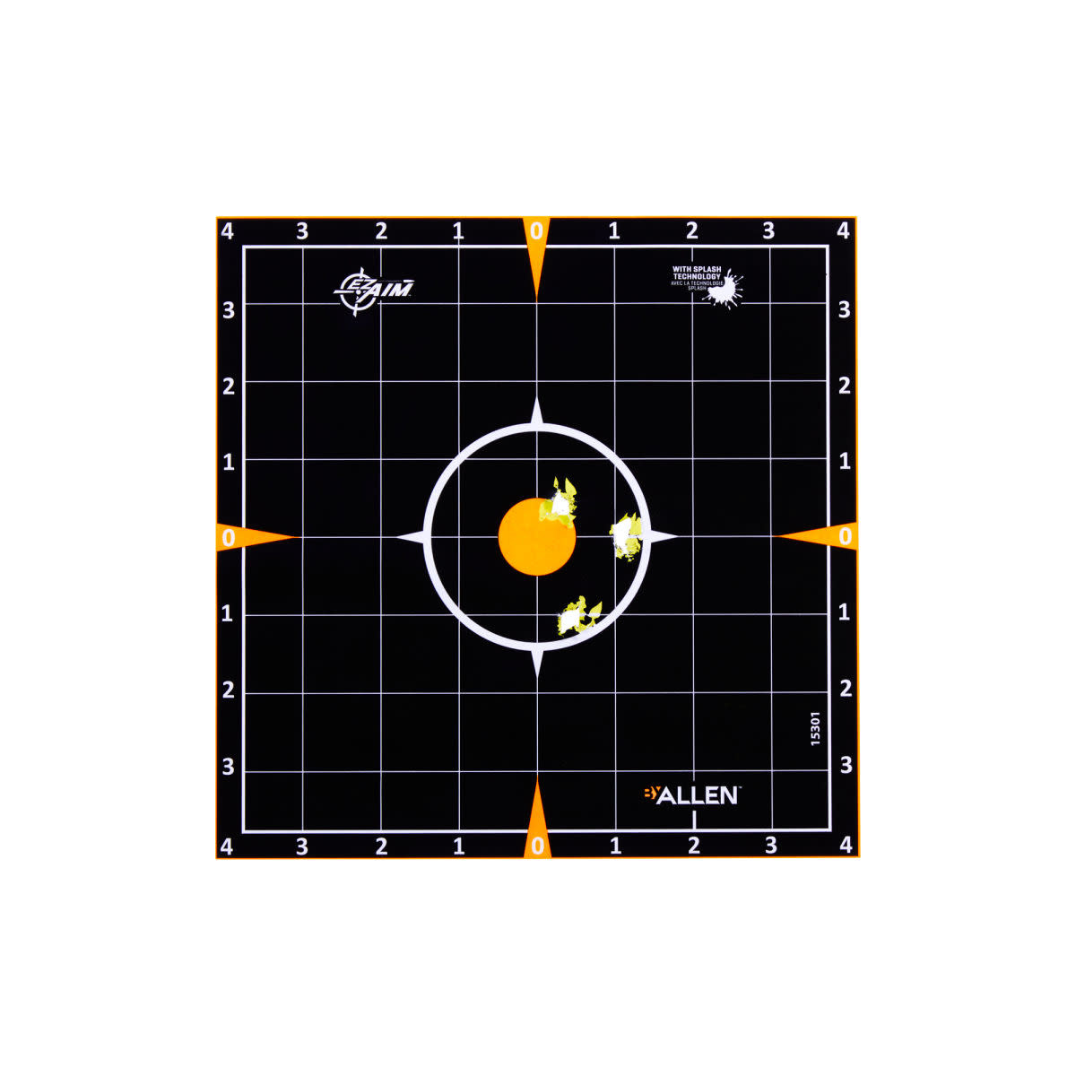 Allen EZ AIM Adhesive 8" Sight -In Grid Splash Reactive Paper Shooting Targets 6PK