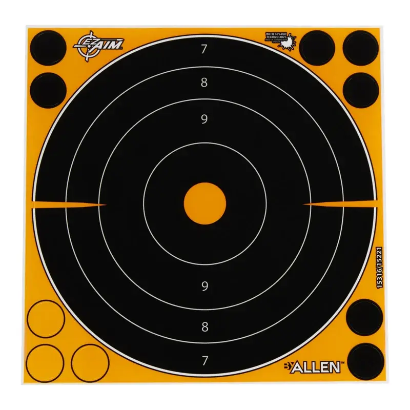 Allen EZ AIM Adhesive 8"Bullseye Splash Reactive Paper Shooting Targets 6 PK