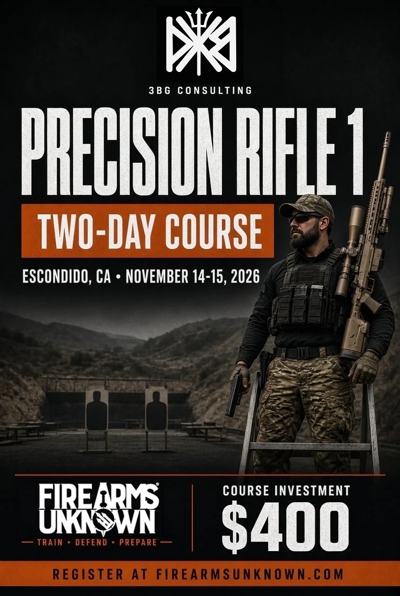 3BG Consulting Precision Rifle 1 - Escondido, CA Two-Day Course (Nov. 14-15, 2026)