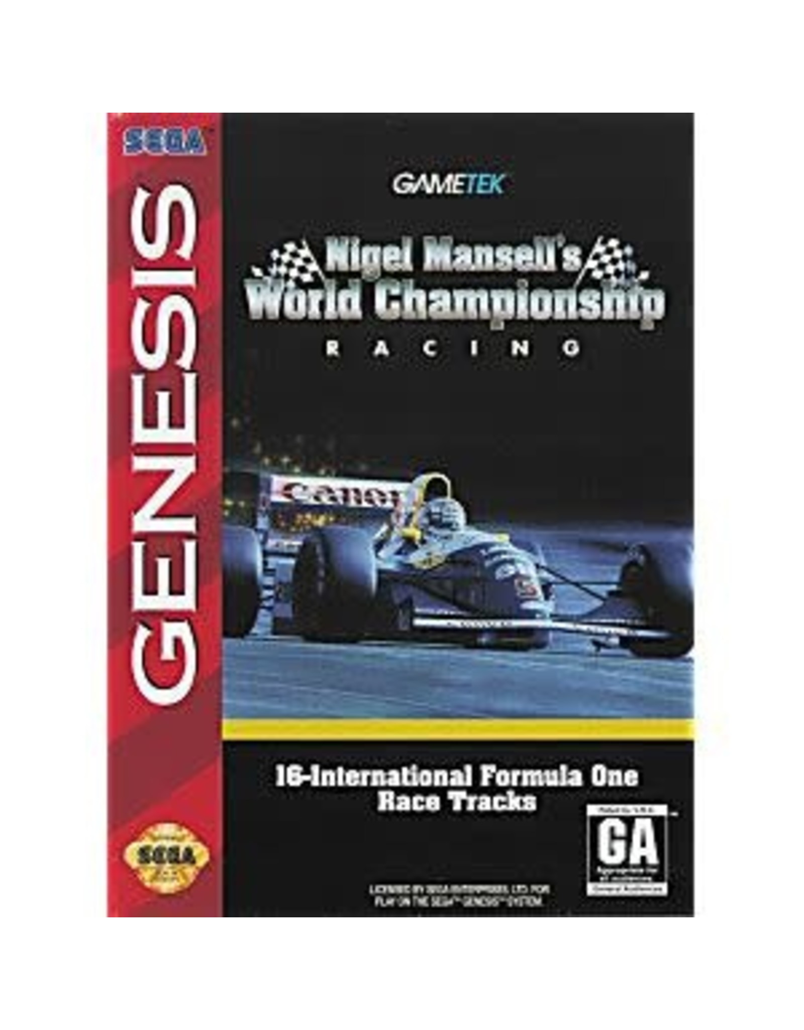 Sega Genesis Nigel Mansell's World Championship Racing (Damaged Label, Cart Only)