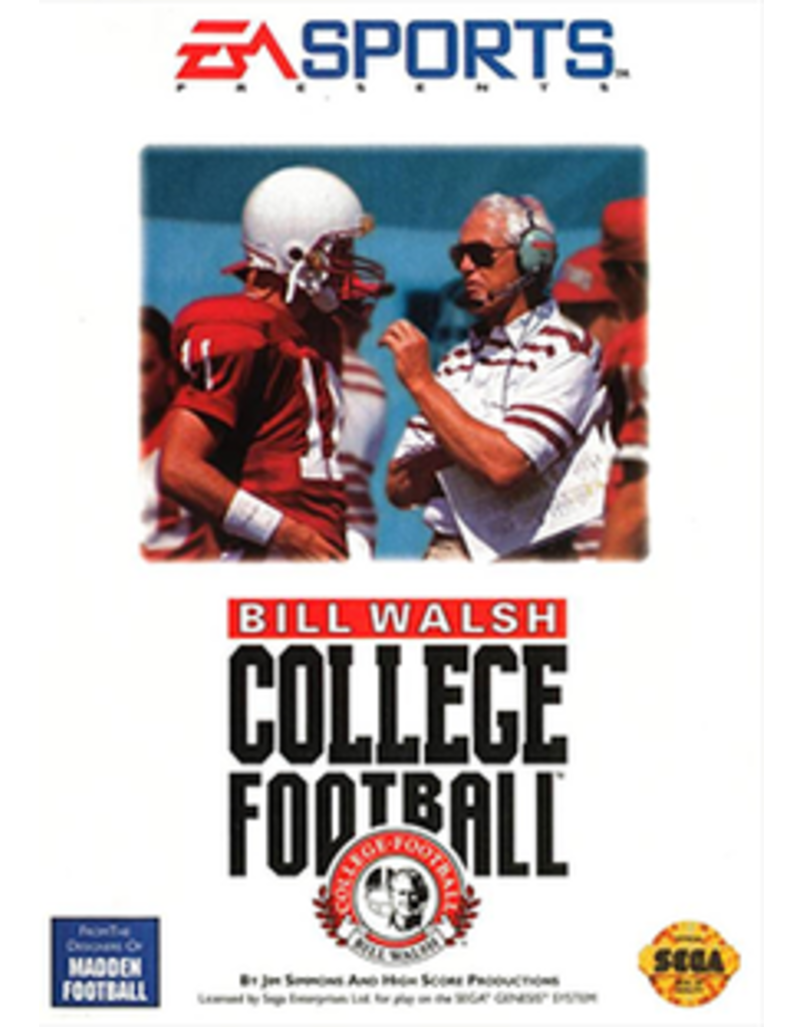Sega Genesis Bill Walsh College Football (CiB, Damaged Label)