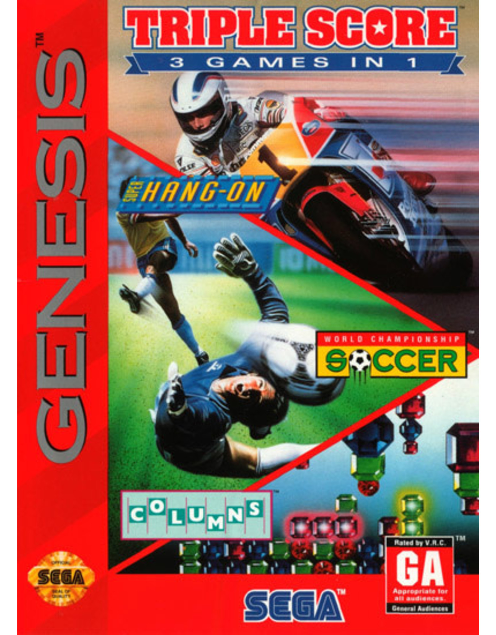 Sega Genesis Triple Score (Cart Only, Damaged Label)