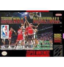 Super Nintendo Tecmo Super NBA Basketball (Cart Only, Damaged Back Label, Yellowed Back of Cart)