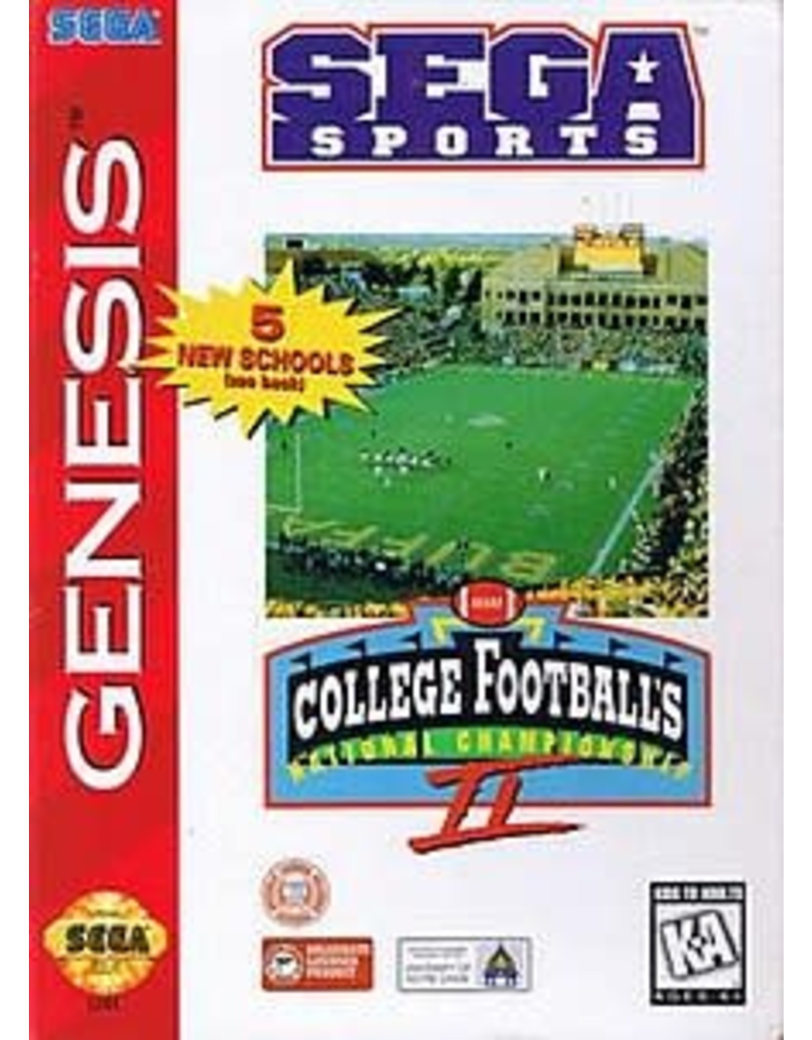 Sega Genesis College Football's National Championship II (Not For Reseale, Cart Only, Lightly Damaged Label)