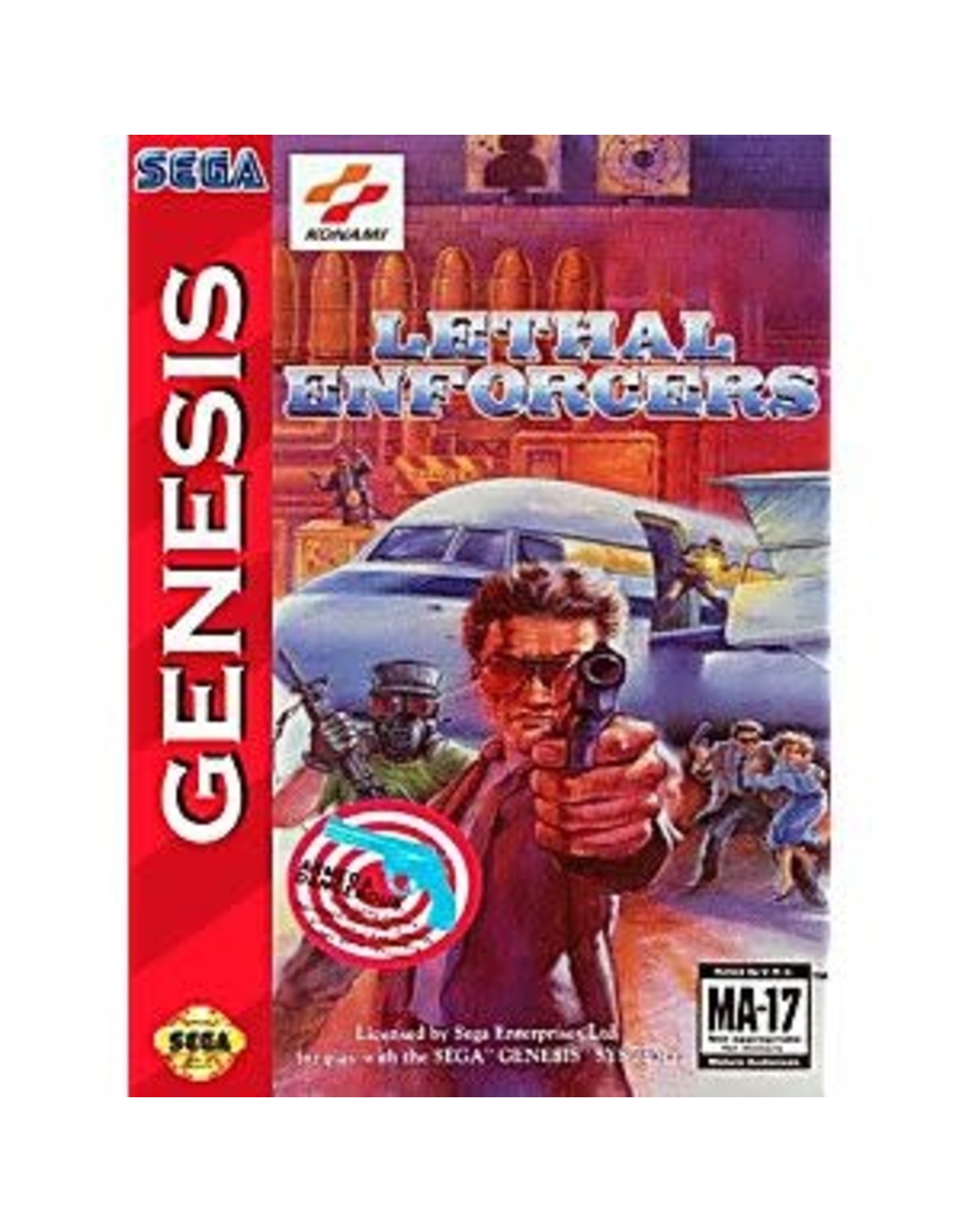 Sega Genesis Lethal Enforcers (Cart Only, Damaged Label)