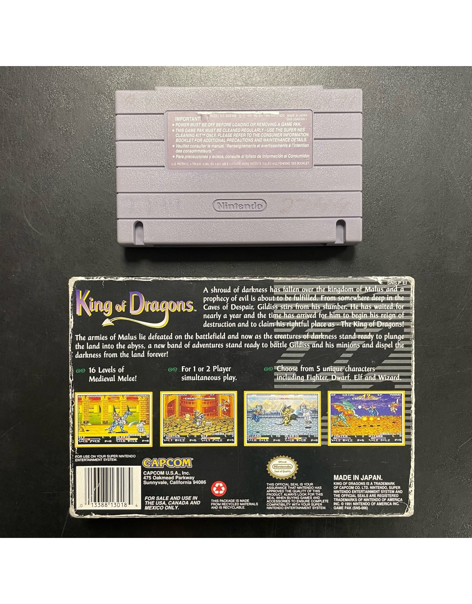 Super Nintendo King of Dragons (Damaged Box, No Manual, Writing On Cart)