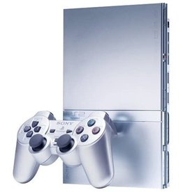 Playstation 2 PS2 Playstation 2 Slim Silver Console With Memory Card (Blue Controller)