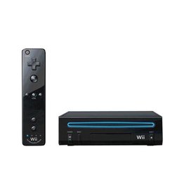Wii Black Nintendo Wii Console w/ MotionPlus Remote (Non-Backwards Compatible, Cosmetic Damage to Console)
