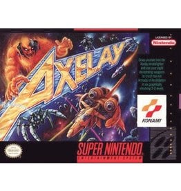 Super Nintendo Axelay (CiB, Damaged Box and Manual, Writing on Cart)