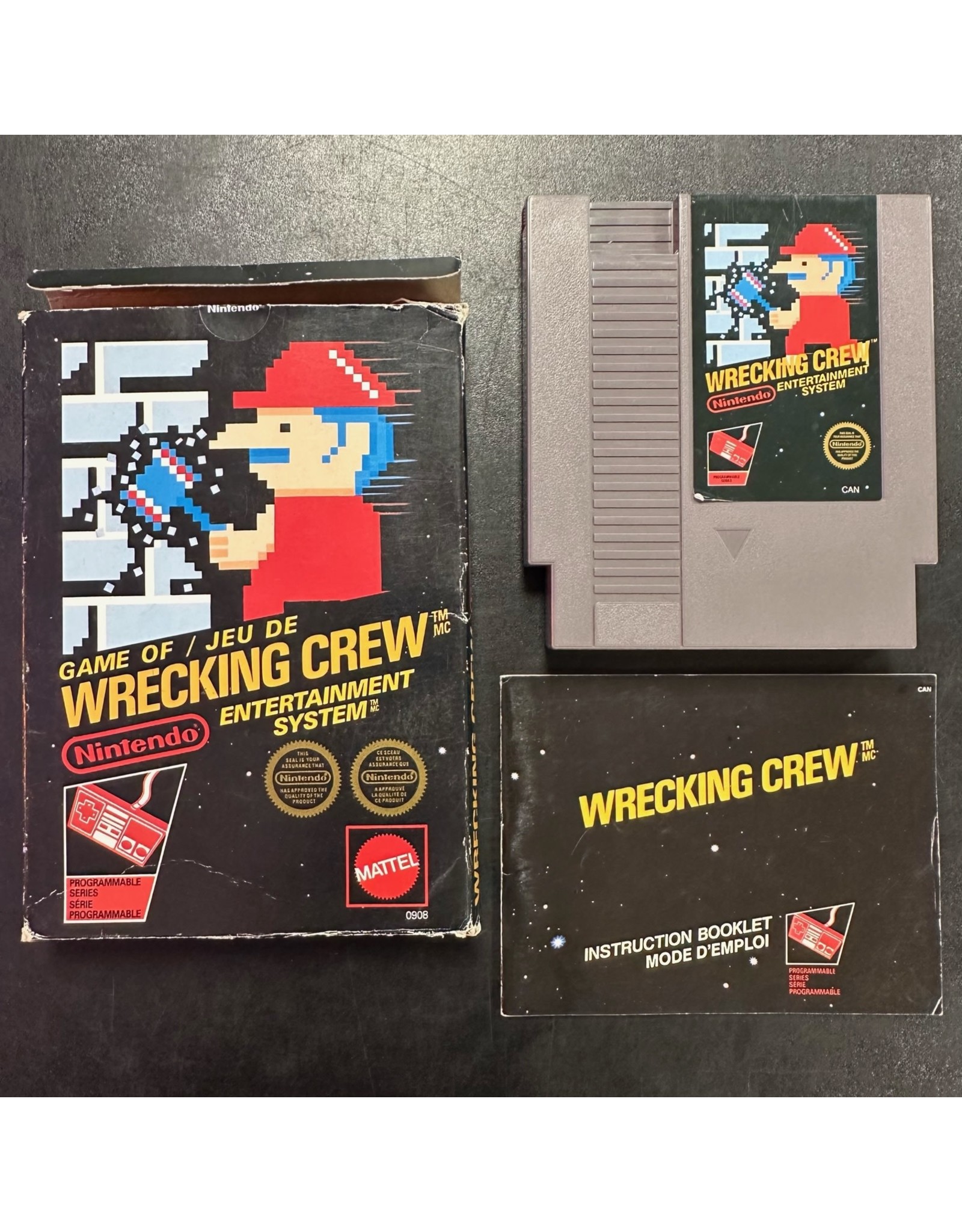 NES Wrecking Crew [5 Screw] (CiB, Damaged Box, Minor Damaged Manual, Damaged Cart Label, No Styrofoam Insert)
