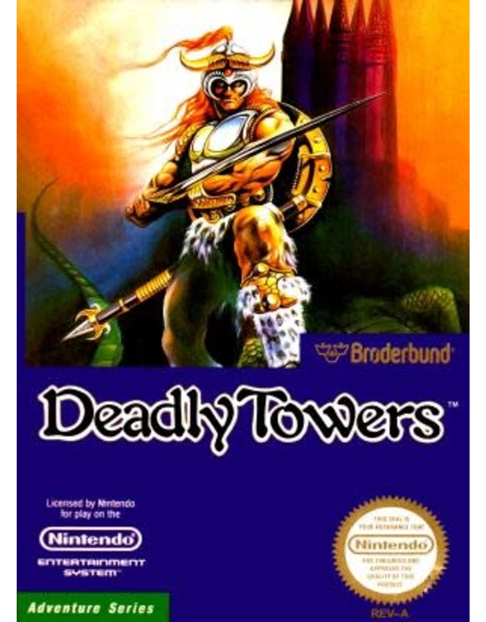 NES Deadly Towers (CiB; Damaged Box, Manual, and Cart; Missing Styrofoam Insert)