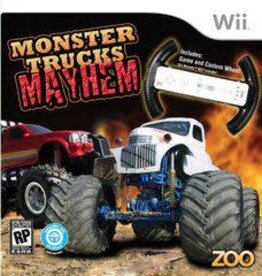 Wii Monster Trucks Mayhem with Racing Wheel (CiB, No Tray Insert, Damaged Box)