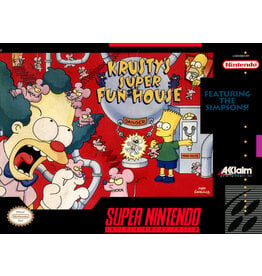 Super Nintendo Krusty's Super Fun House (CiB with Poster, Heavily Damaged Box)