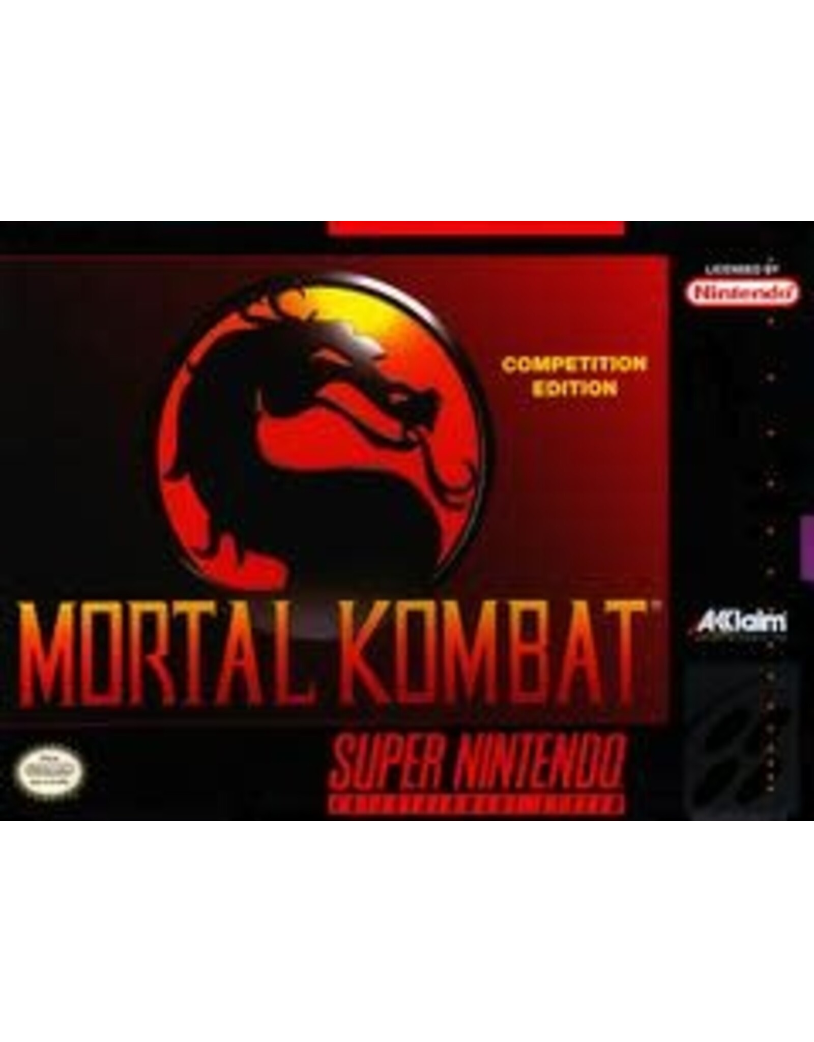 Super Nintendo Mortal Kombat (CiB, Heavily Damaged Box and Manual)