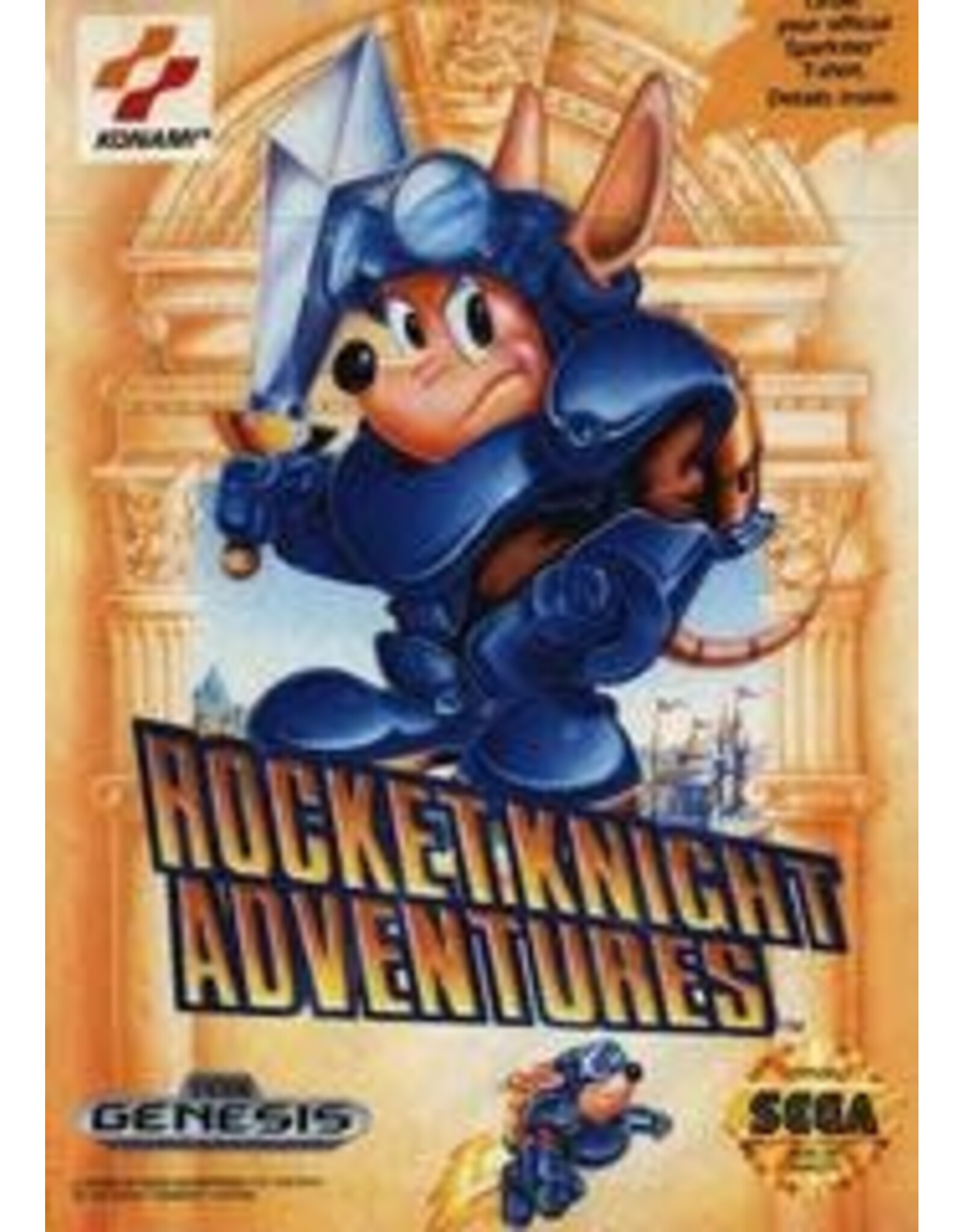 Sega Genesis Rocket Knight Adventures (CiB; Severely Damaged Manual, Cart, and Label)