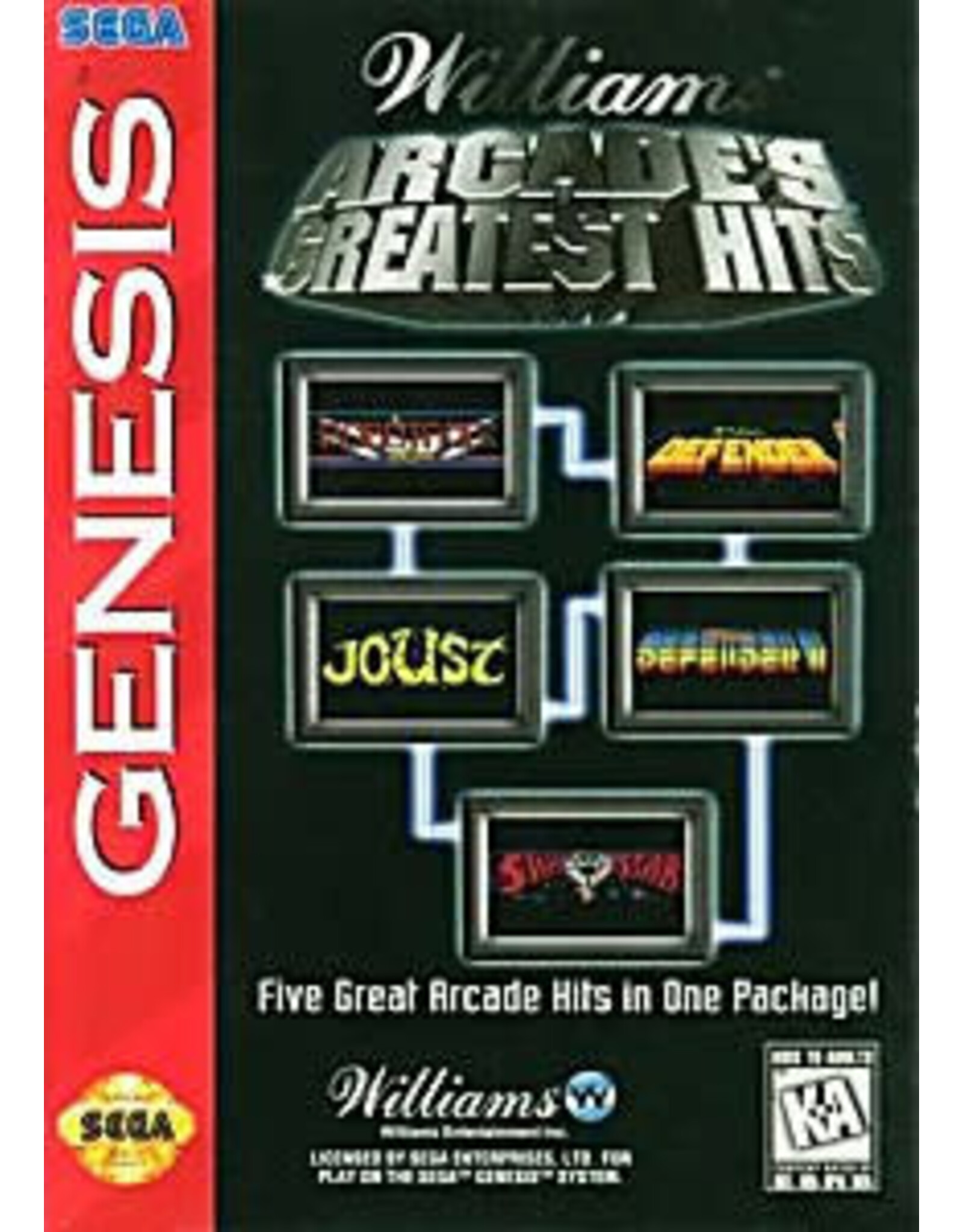 Sega Genesis Williams Arcade's Greatest Hits (Cart Only, Cosmetic Damage)