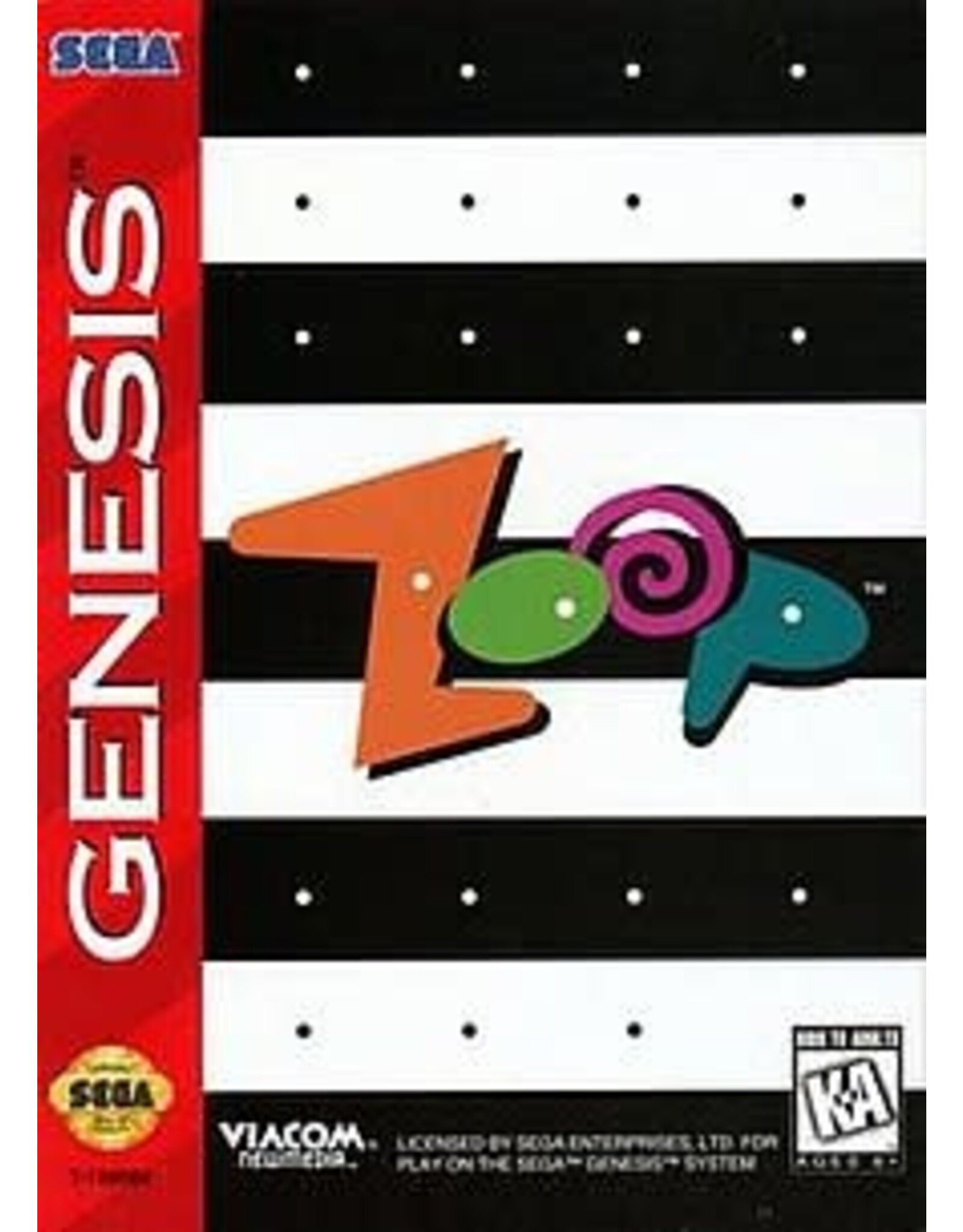 Sega Genesis Zoop (Cart Only, Damaged Label)