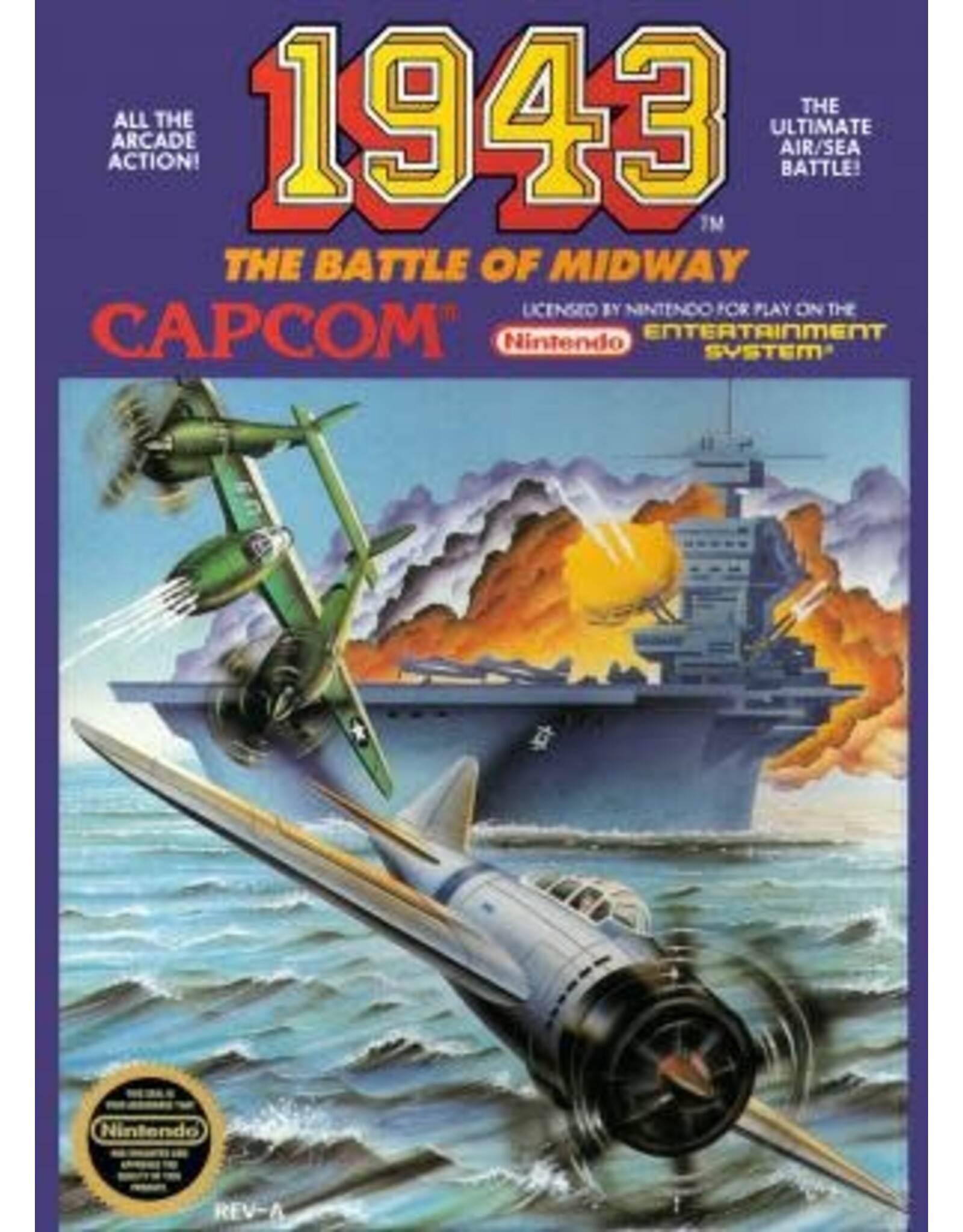 NES 1943: The Battle of Midway (CiB, Heavily Damaged Box, Missing Styrofoam Insert)