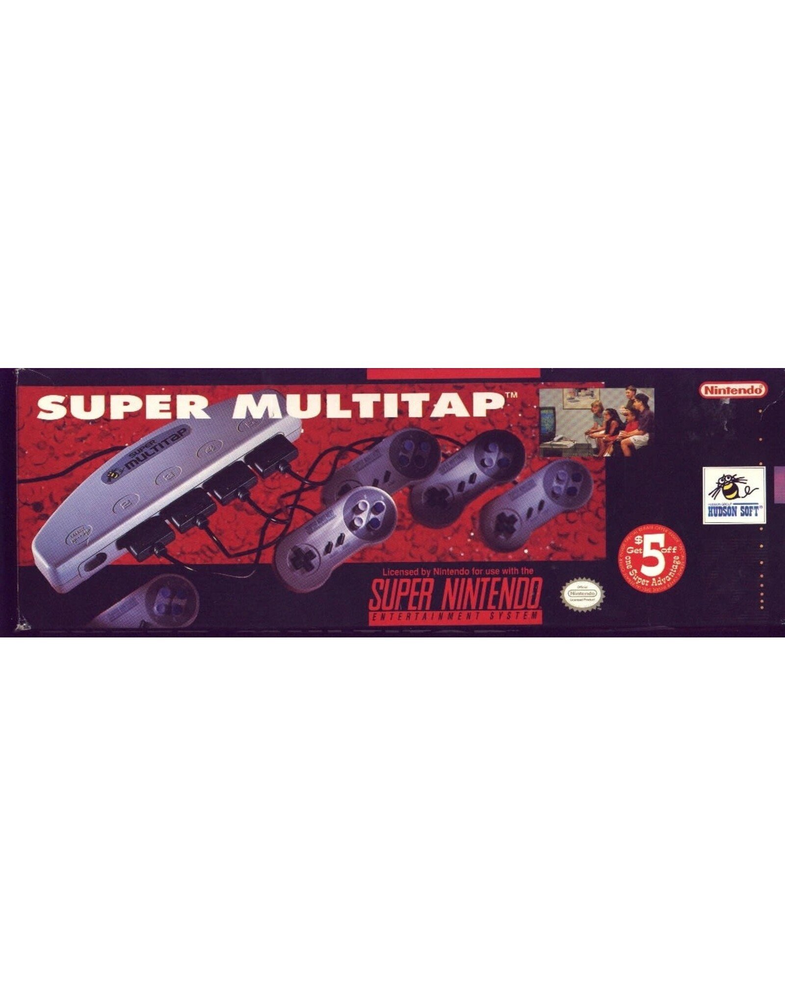 Super Nintendo Super Multitap (Hudson, CiB, Severely Damaged Box)