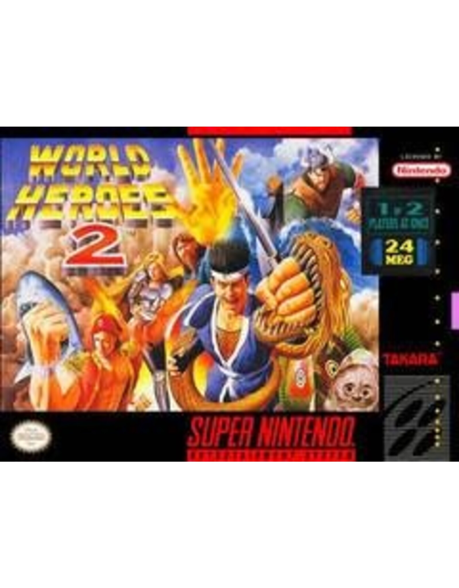 Super Nintendo World Heroes 2 (CiB, Damaged Box and Cart Labels)