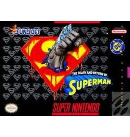 Super Nintendo Death and Return of Superman, The (Boxed, No Manual, Damaged Box, Damaged Label, Severely Yellowed Cart)