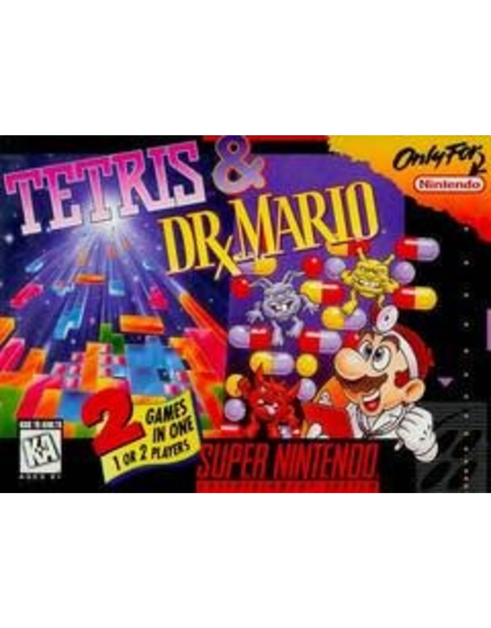 Super Nintendo Tetris and Dr. Mario (Cart Only, Cosmetic Damage)
