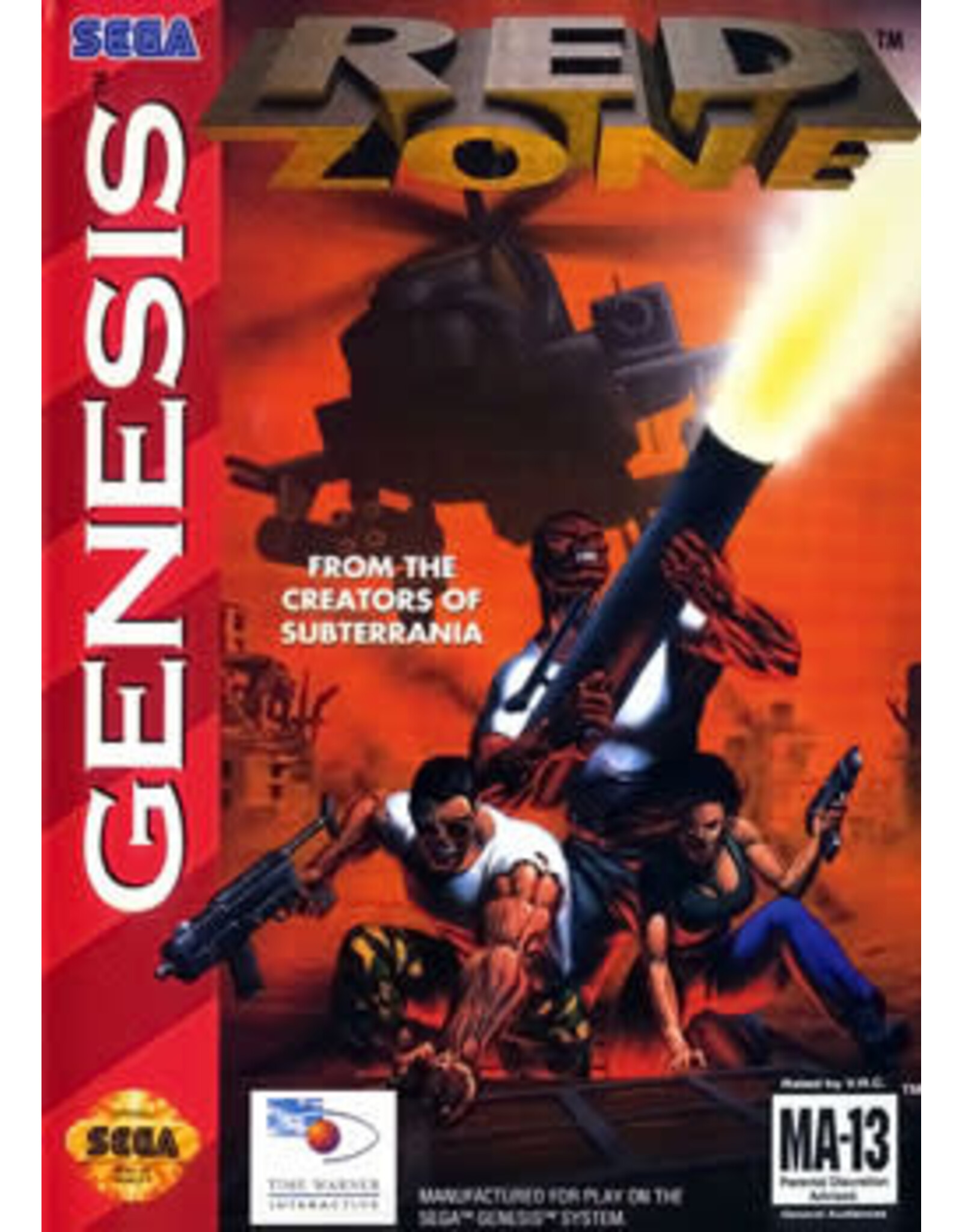 Sega Genesis Red Zone (Used, No Manual, Cosmetic Damage)