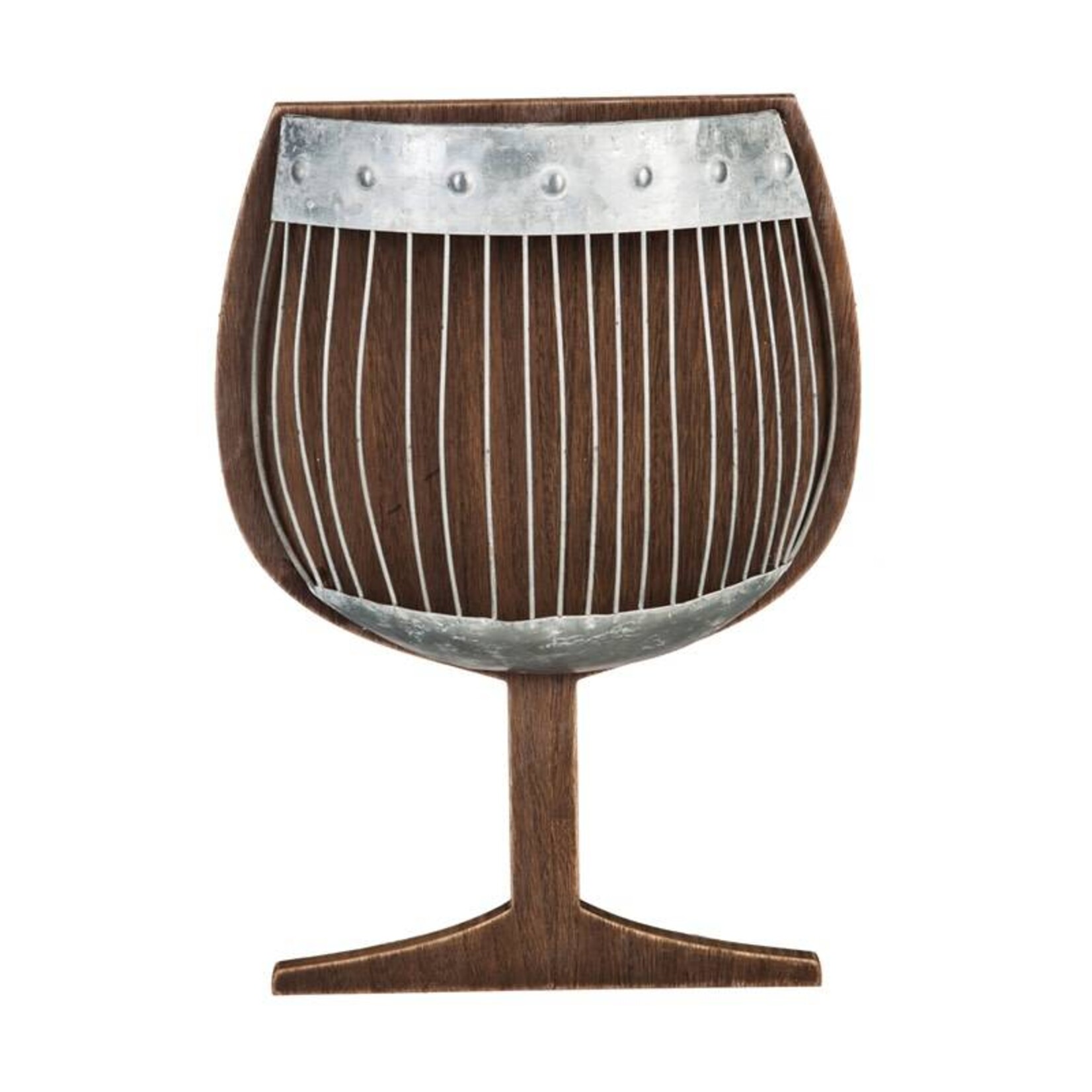 Wood and Metal Wall Cork Holder - Wine Glass