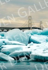 Nick Irwin Images Nick Irwin Matted Print - Mackinac Bridge Blue Ice 5x7