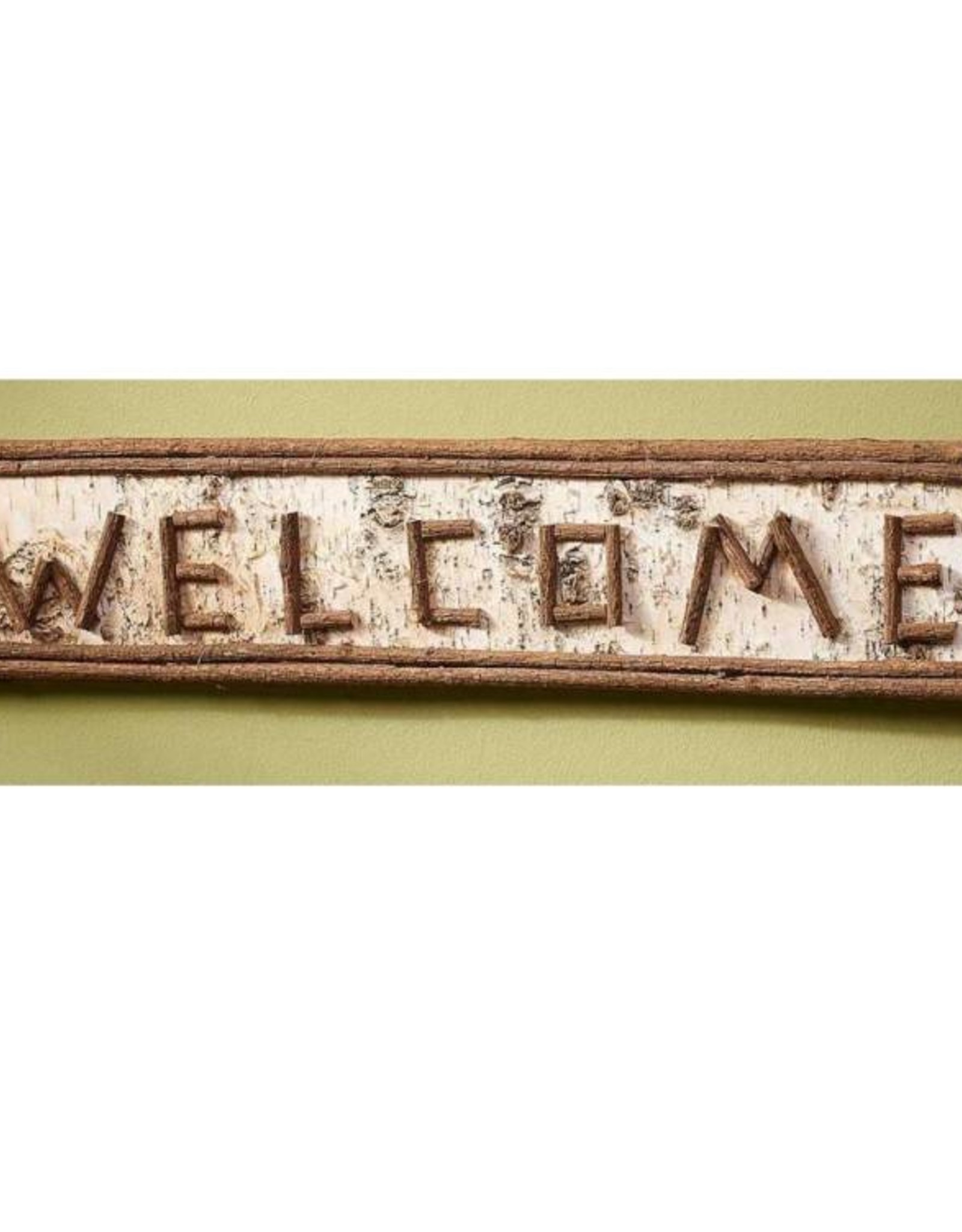 Welcome Rustic Twig Wood Sign