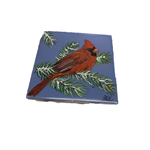 Ron Wetzel Art Handpainted Tile - Winter Cardinal III