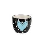 Tracy Pesche Collection Heart Vase - Blue Polka Dot