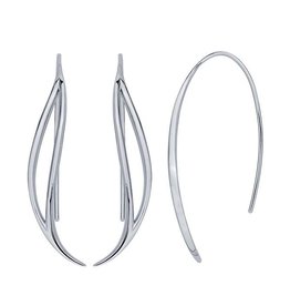 Half Hoop Earrings - Sterling Silver/Open Leaf