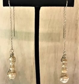 Thread Through Earrings - Freshwater Pearls/Sterling Silver