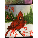 Ron Wetzel Art Handpainted Tile - Winter Cardinal IV