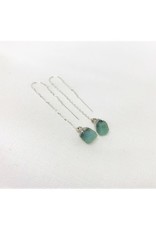 Thread Through Earrings - Aquamarine/Silver