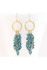 Beaded Tassel Earrings - Turquoise/Gold