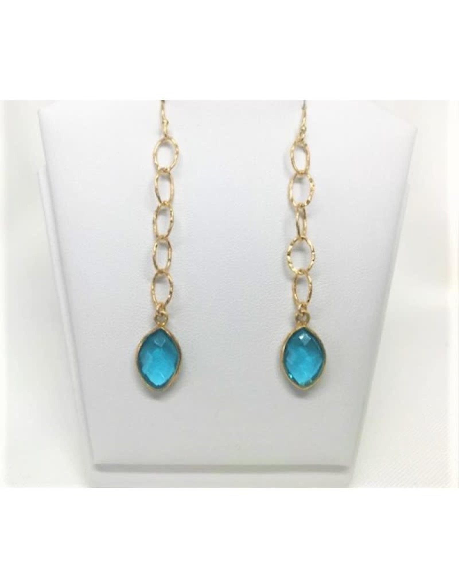 Dangle Earrings - Blue Topaz/Gold/Sm Circle