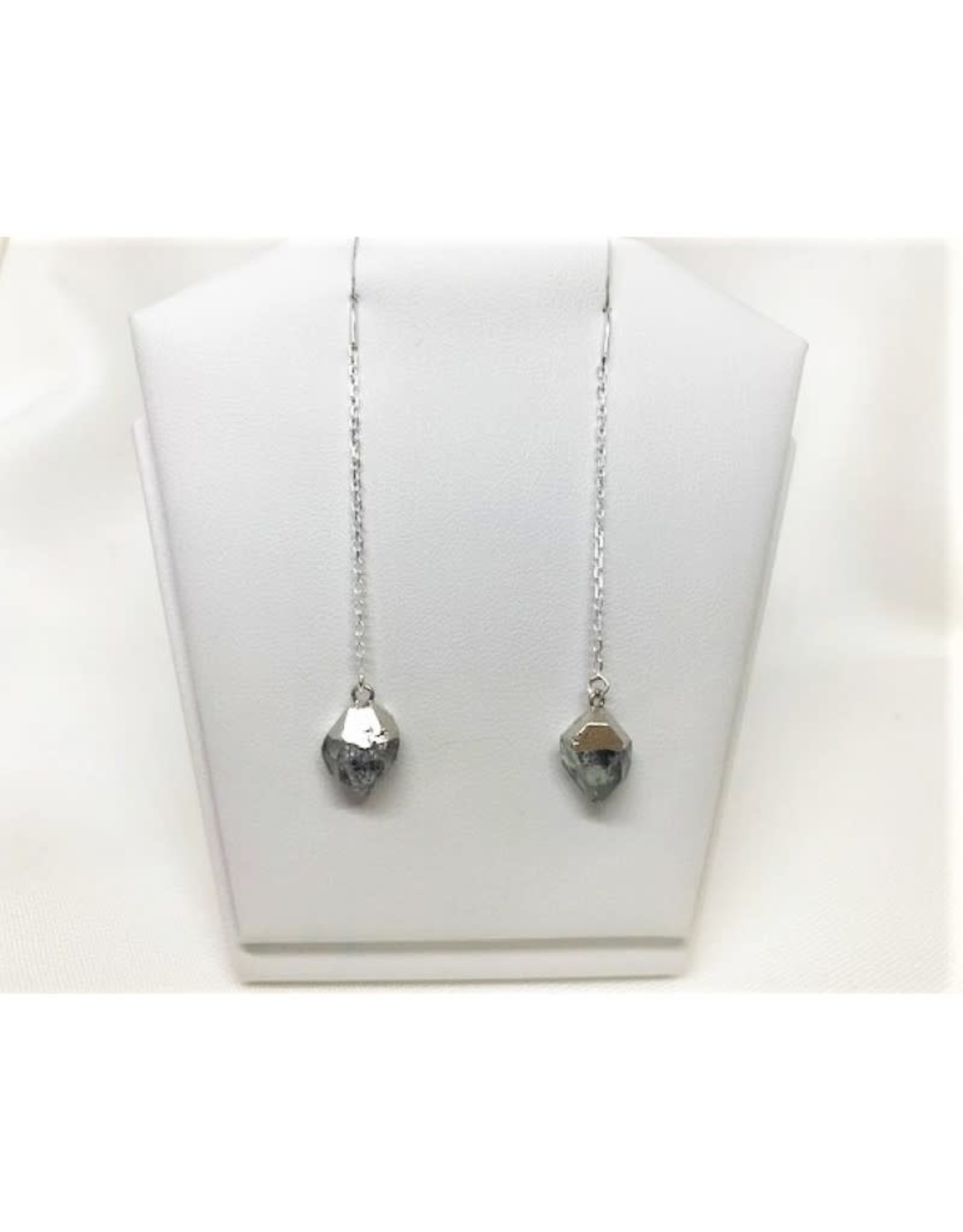 Thread Through Earrings - Herkimer Diamond/Silver