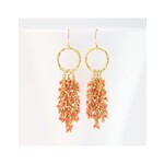 Beaded Tassel Earrings - Coral/Gold