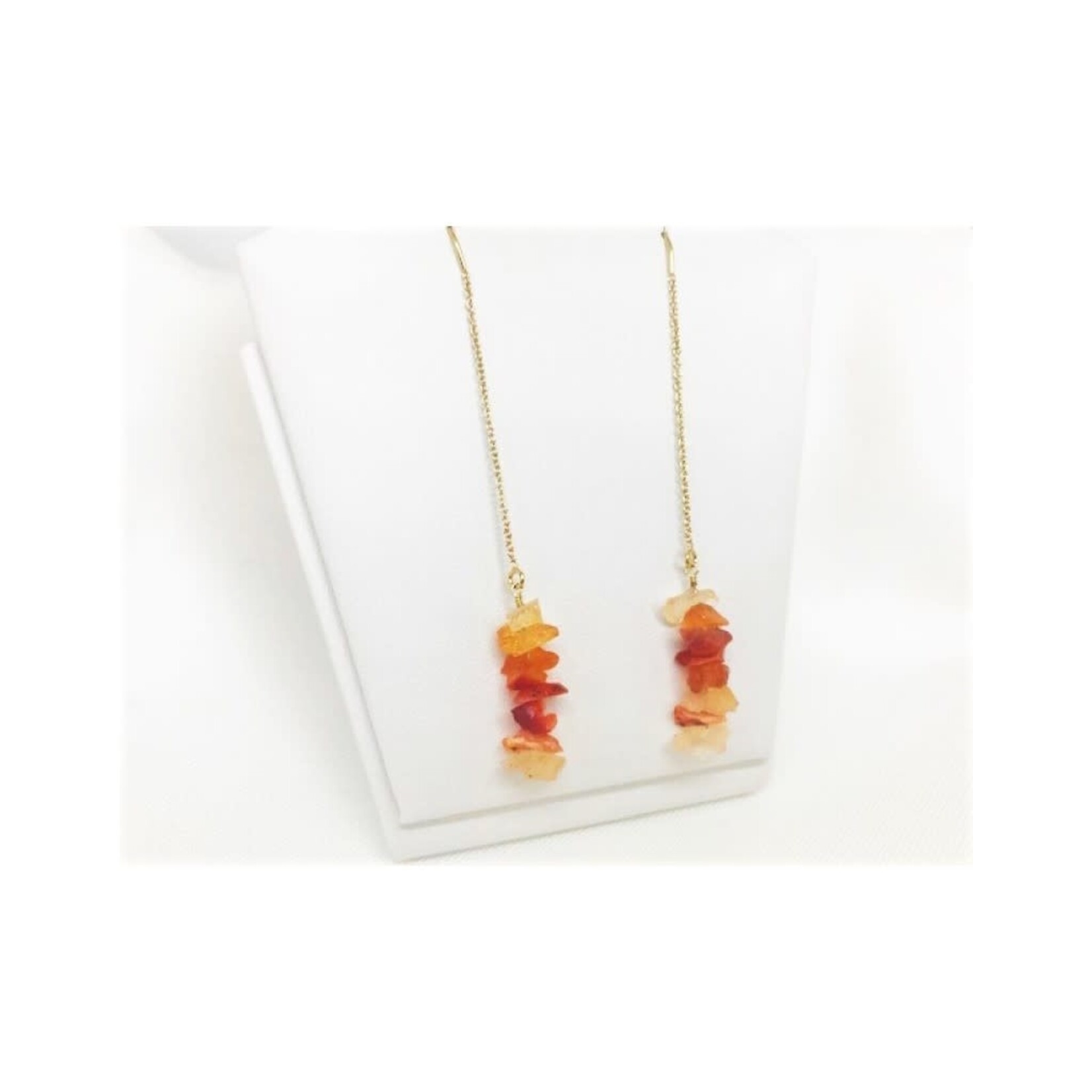 Thread Through Earrings - Fire Opal/Gold