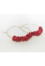 Hoop Earrings - Coral/Gold
