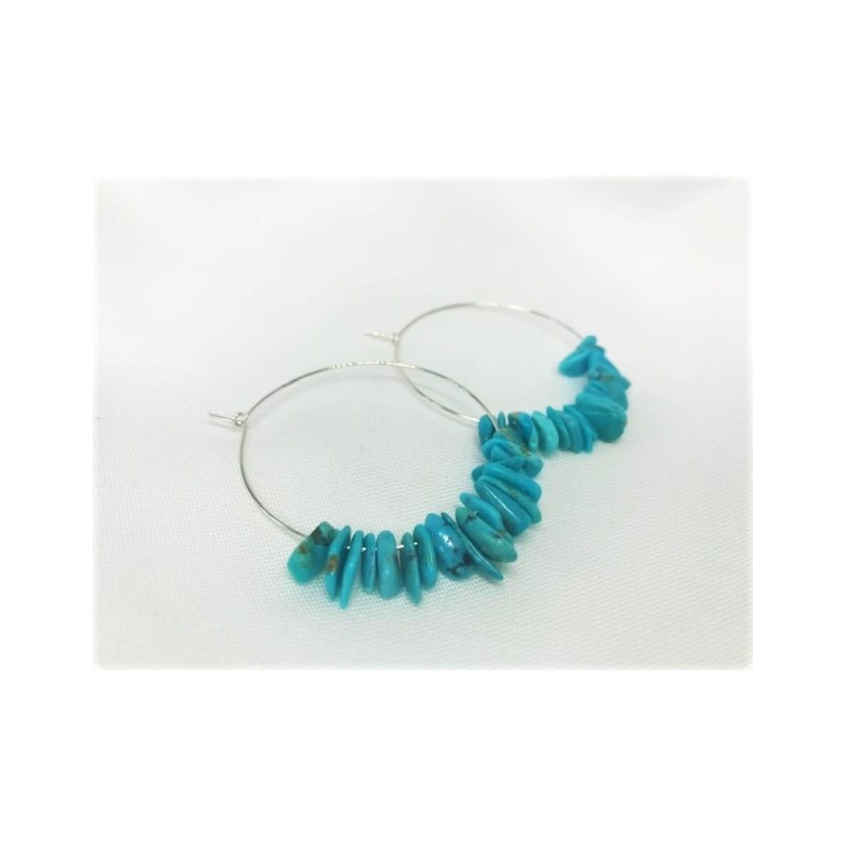 Hoop Earrings - Raw Turquoise/Silver