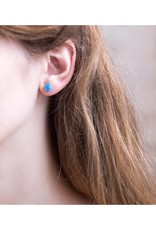 Stud Earrings - Blue Opal/Silver/Teardrop